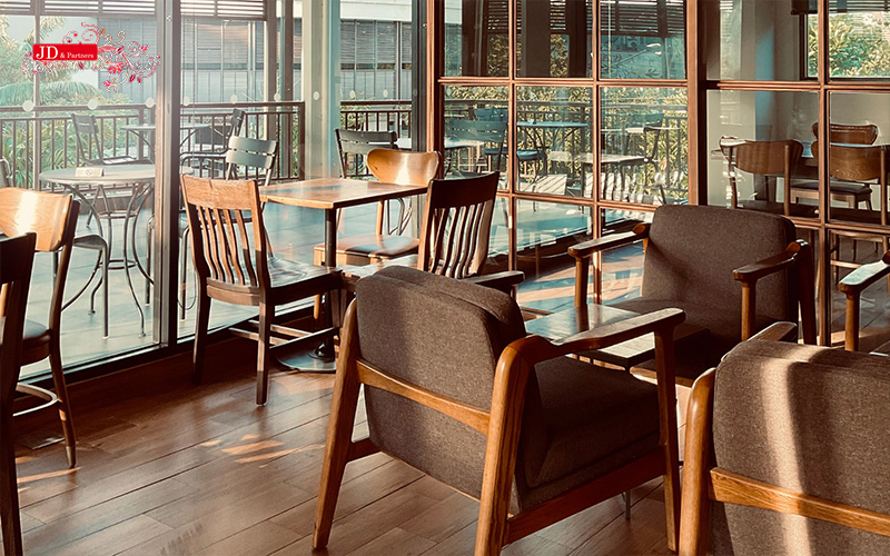 Cafe design with warm colours