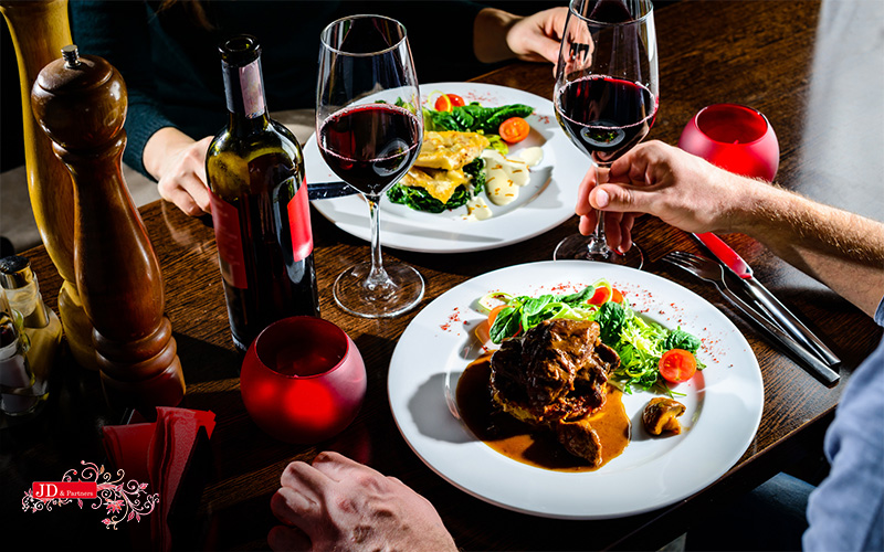 People enjoying a meal at a restaurant